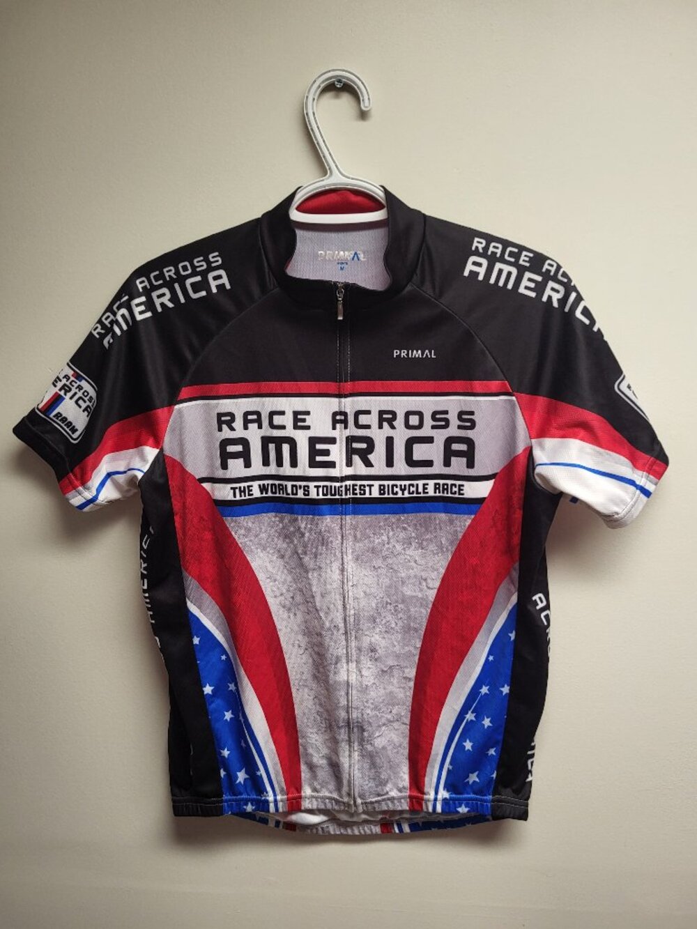Primal Race Across America Cycling Jersey Men's Medium Full Zip